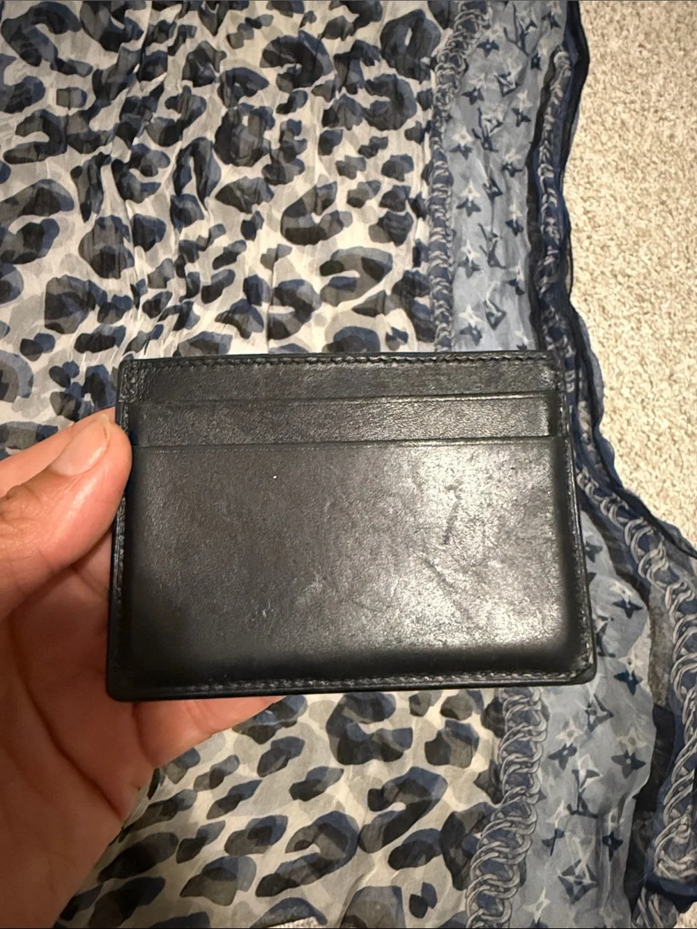Authentic Gucci Black Leather Card Holder with Silver Logo